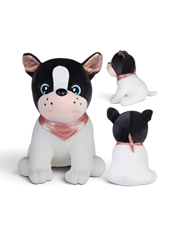 Adorable White Bulldog Soft Plushie – 8 Inch Stuffed Puppy Dog Toy with Decorative Neck Bandana, Cute Room Decor and Gift ST16395