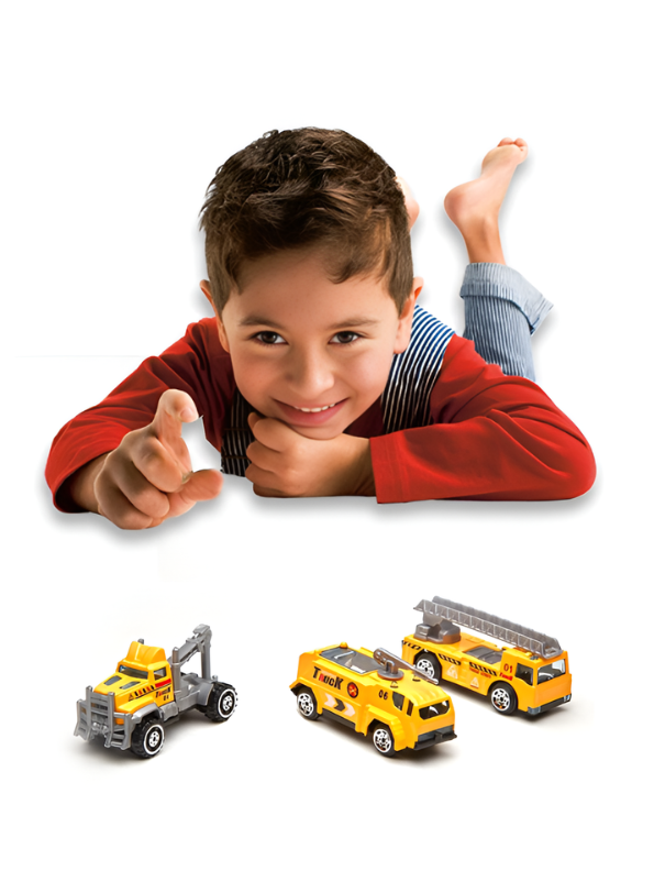 Die-Cast Metal Construction Vehicle Toy Set - 7-Piece Engineering Play Set with Semi-Truck, Excavator, Crane, and SUV - Durable Alloy Miniature Cars for Kids & Toddlers Ages 5+ TV5695