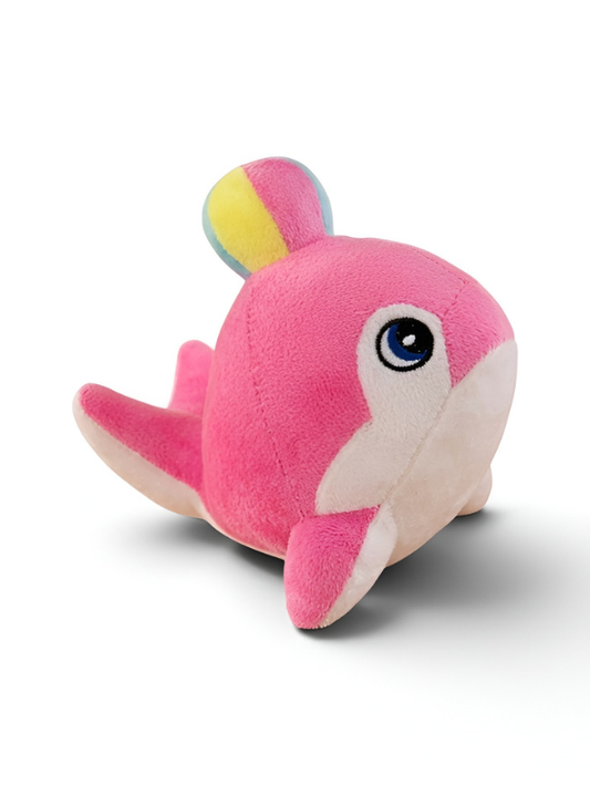 Pink Dolphin Plush Toy with Colorful Beach Ball – 7-Inch Soft Stuffed Animal Pillow – Cute Aquatic Nursery Decor and Interactive Gift for Toddlers and Kids ST16035