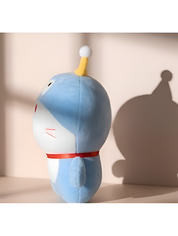 Cute Blue Doraemon Plush Toy 7-Inch Soft Anime Cartoon Stuffed Animal Doll with Party Hat | Adorable Cat Plushie Gift for Kids ST11446