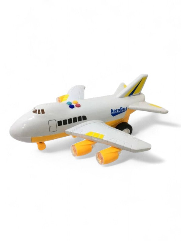 AeroBus Friction Powered Toy Airplane for Kids with Lights and Sound - Inertia Passenger Aircraft Play Set with Opening Doors and Colorful Buttons - Educational Aviation Toy for Toddlers and Boys TV1821