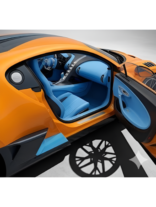 Sports Racing Car Model Toy 1:12 Scale - Premium Matte Orange & Cyan Hypercar with Openable Doors, Realistic Die-Cast Style Interior, Collectible Toy Car for Kids & Adults NX16722