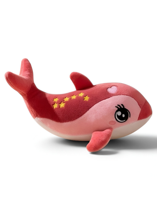 Adorable Pink Dolphin Stuffed Animal 7 Inch Soft Ocean Life Plushie with Embroidered Constellation Stars & Heart Cute Gift and Room Decor for Kids and Toddlers ST14866