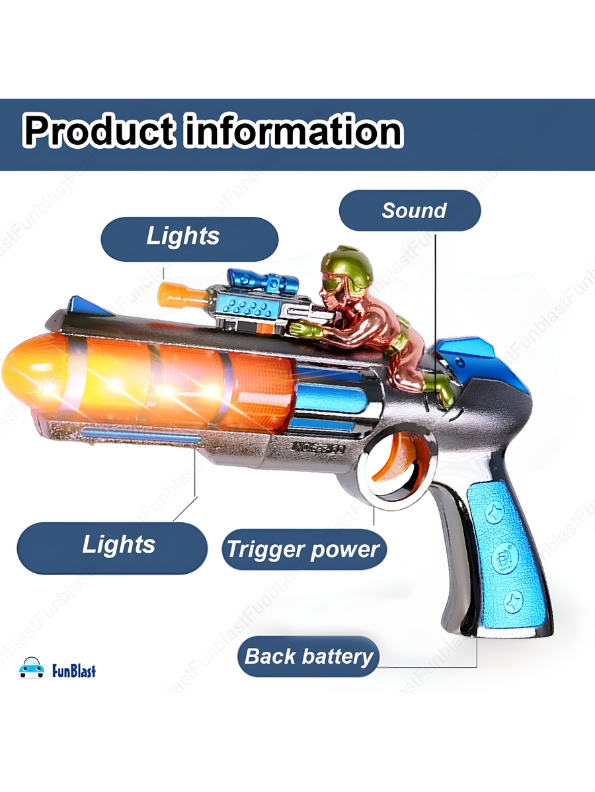 11-Inch LED Space Blaster Gun with Rotating Light Chamber & Sound FX – Durable Electronic Toy Gun for Active Pretend Play TV1643