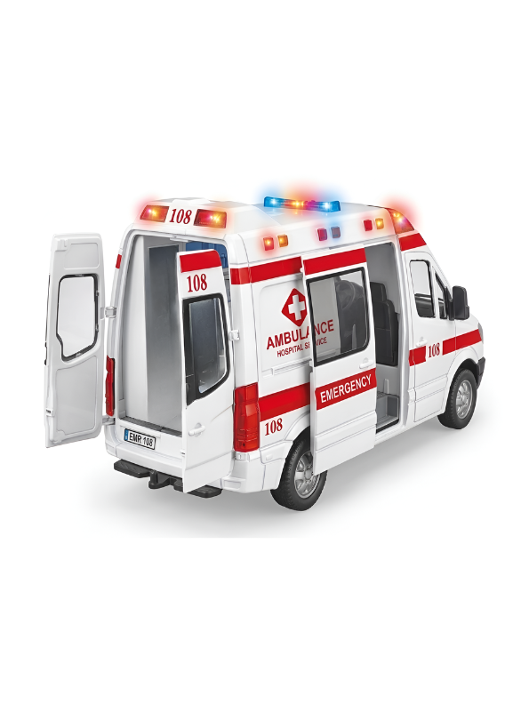 Large Realistic Toy Ambulance - 108 Emergency Hospital Service Vehicle with Openable Doors, Lights, and Sounds for Boys and Girls TV5307