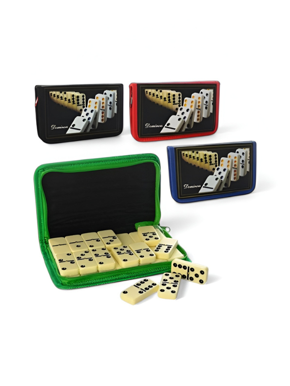 Classic Double-Six Dominoes Game - 91 Piece Durable Tile Set with Bright Colored Dots & Compact Carrying Pouch - High-Quality Family Game Night & Travel Entertainment TV5417