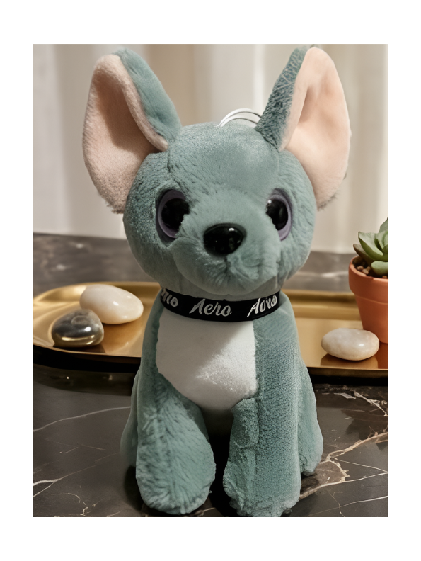 Adorable Sitting Green Chihuahua Puppy Stuffed Animal, Premium Fluffy Dog Plush Toy with Branded Collar, Nursery & Kids Gift ST16481
