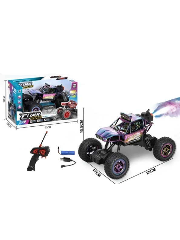 1:16 Scale Remote Control Climb King Monster Truck – 4WD Off-Road RC Crawler with LED Lights and Spray Smoke Effect – All-Terrain Toy Car for Kids TV5263
