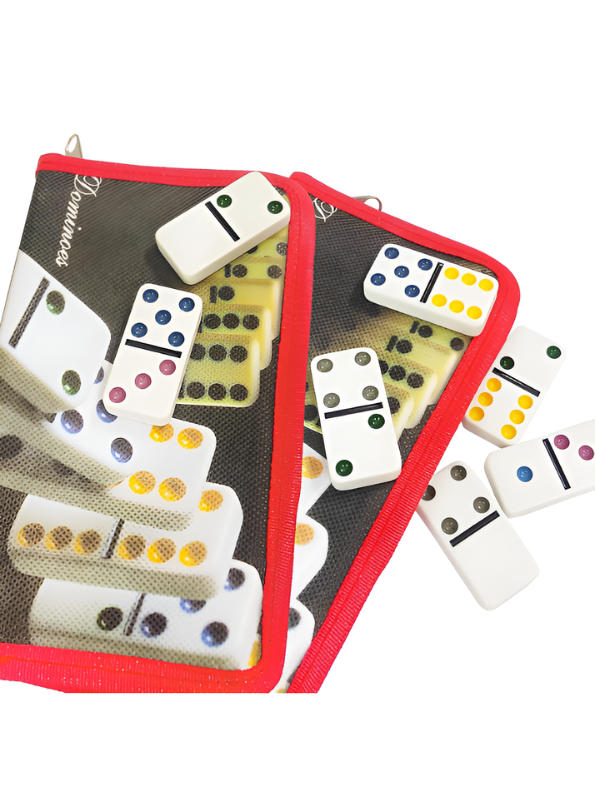SANIYA Premium Double 12 Color Dot Dominoes Set – 91 Professional Tiles with Portable Red Zippered Travel Case – Classic Family Board Game for Kids and Adults TV5417
