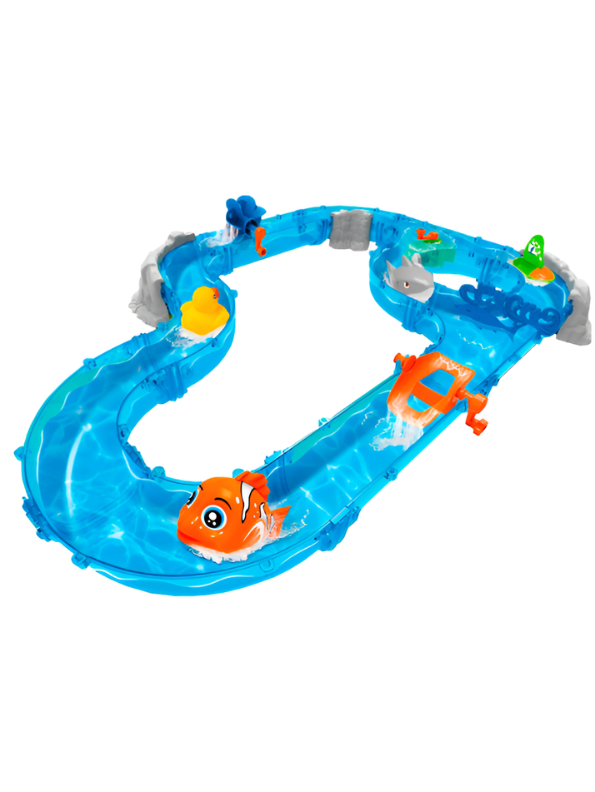 42 Pcs Ocean Track Park Water Fun Set – Kids Interactive Sea Life Racing Track with Fish, Shark & Water Wheel – Educational Summer Toy for Boys & Girls Ages 3+ TV1657