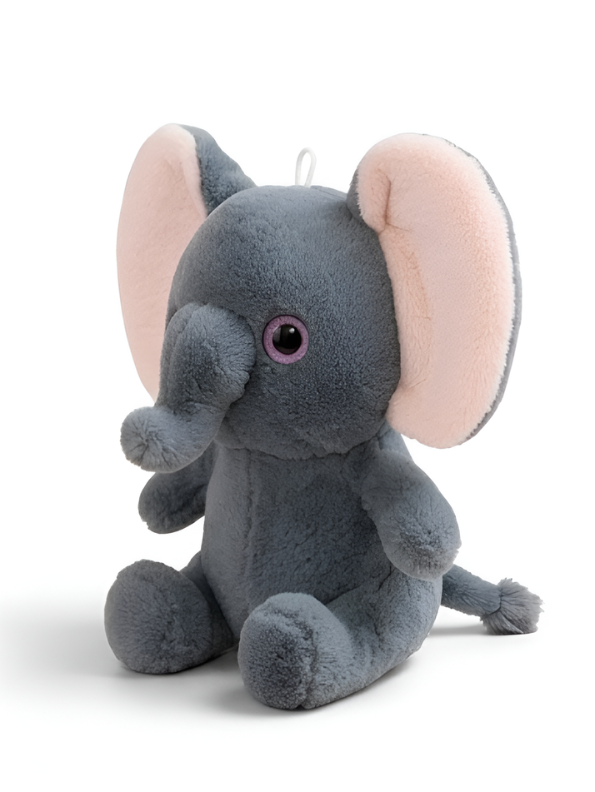 Adorable Elephant Plush Toy – 10 Inch Soft Muted Grey Stuffed Elephant with Big Pink Ears, Fluffy Animal Cushioned Toy for Toddlers and Newborns ST14451