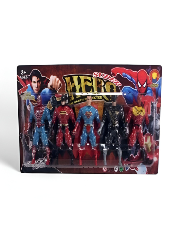 5-Piece Superhero Action Figure Set for Boys and Girls – Movable Joint Hero Toys with Accessories – 3+ Ages Kids Imaginative Play Set – Earth Protector Team Figures TV799