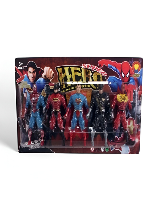 5-Piece Superhero Action Figure Set for Boys and Girls – Movable Joint Hero Toys with Accessories – 3+ Ages Kids Imaginative Play Set – Earth Protector Team Figures TV799