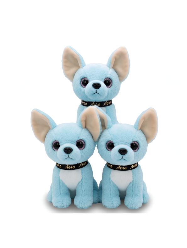 Adorable Sitting Blue Chihuahua Puppy Stuffed Animal, Premium Fluffy Dog Plush Toy with Branded Collar, Nursery & Kids Gift ST16481