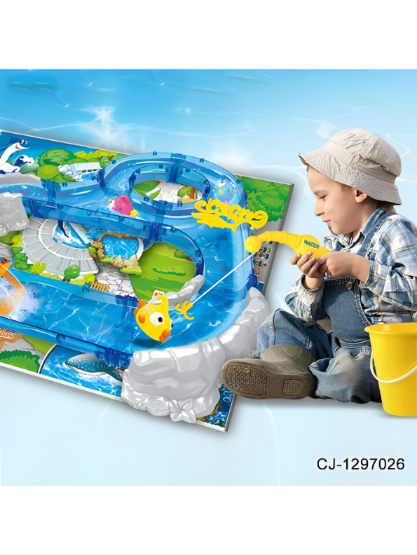 Ocean Track Park Water Playset for Toddlers – 93 Pcs DIY Construction Track with Marine Animals  "Enjoy Summer" Outdoor and Indoor Water Toy Set for Kids TV1656