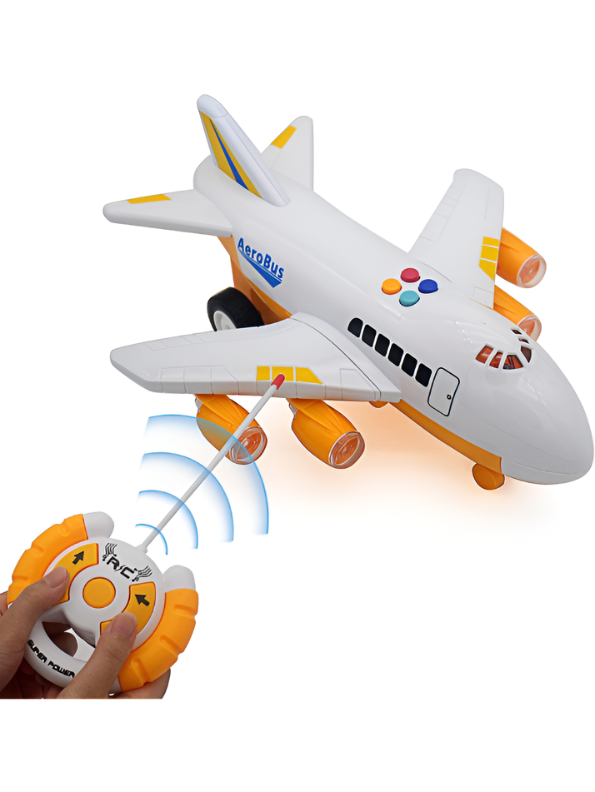AeroBus Friction Powered Toy Airplane for Kids with Lights and Sound - Inertia Passenger Aircraft Play Set with Opening Doors and Colorful Buttons - Educational Aviation Toy for Toddlers and Boys TV1821
