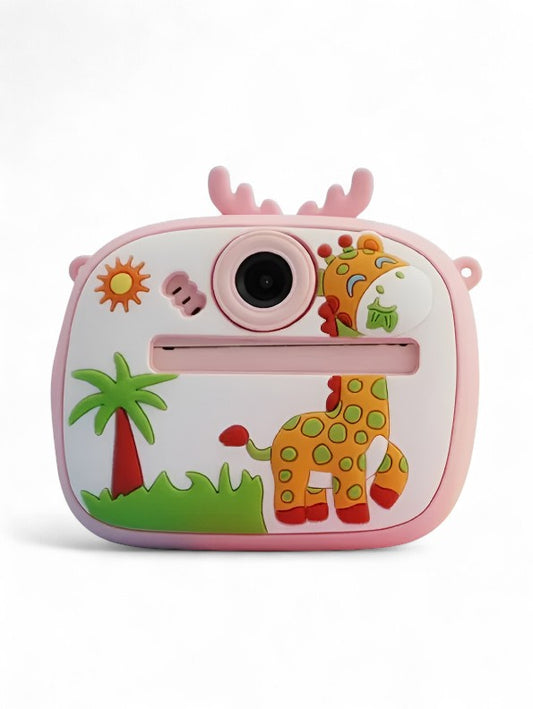 Kids Instant Print Camera - 1080P HD Digital Video Camera for Children with Thermal Inkless Paper, Pink Giraffe Selfie Camera Toy for Girls And Boy TV5413