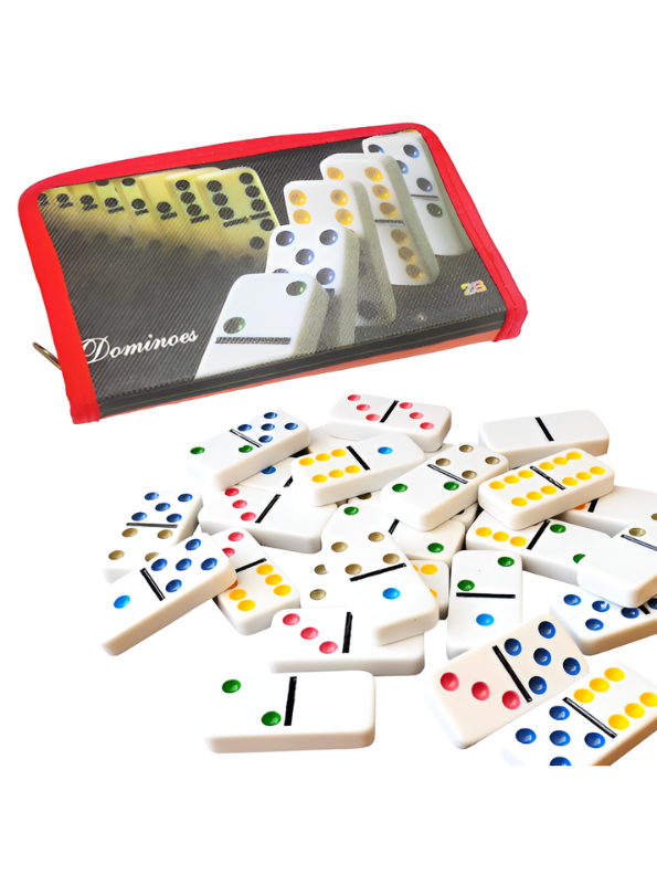 SANIYA Premium Double 12 Color Dot Dominoes Set – 91 Professional Tiles with Portable Red Zippered Travel Case – Classic Family Board Game for Kids and Adults TV5417