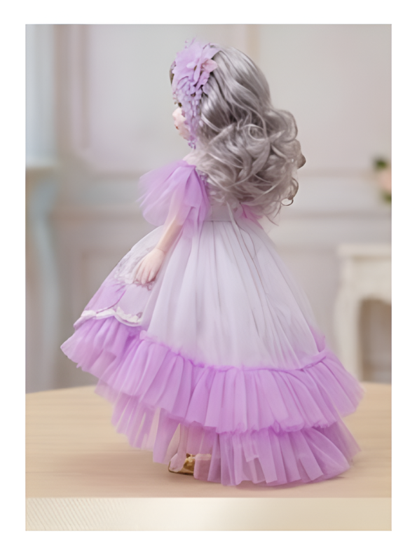 Beautiful Lavender Fairy Princess Fashion Doll Set with Articulated Joints, Luxury Embroidered Dress, Floral Tiara, and Handbag – Elegant Toy Gift for Girls LMI10447