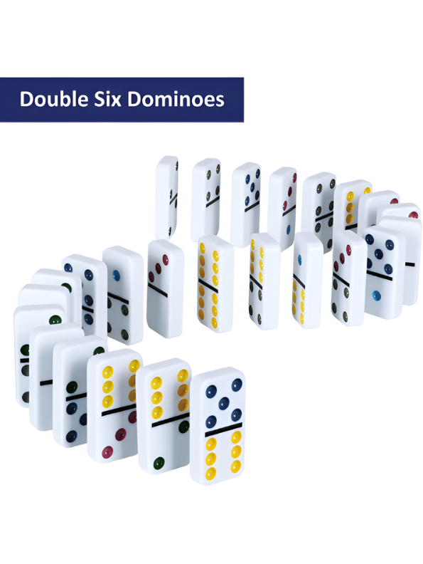 Portable Double-Six Dominoes Travel Set - 91 Piece Professional Color Dot Dominoes in Compact Purple Zipper Bag - Classic Indoor/Outdoor Family Fun TV5417