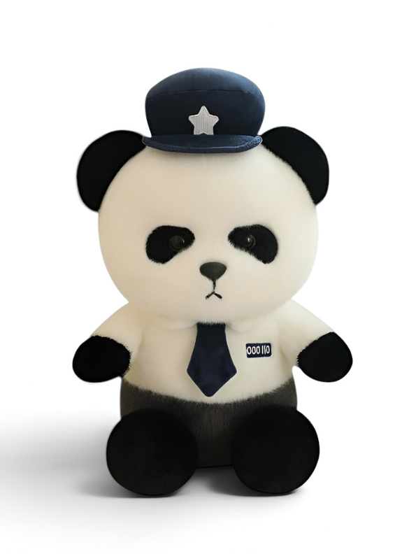 Police Panda Plush Toy Adorable 10-Inch Soft Stuffed Animal Panda in Uniform with Hat & Tie - Cute Hero Panda Huggable Pillow, Gift for Kids ST15749