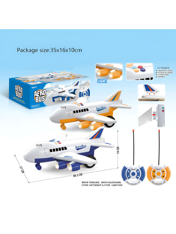 AeroBus Friction Powered Toy Airplane for Kids with Lights and Sound - Inertia Passenger Aircraft Play Set with Opening Doors and Colorful Buttons - Educational Aviation Toy for Toddlers and Boys TV1821