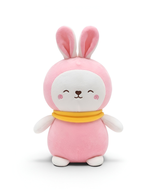 Soft Pink Rabbit Stuffed Toy (10 Inches) - Features Cuddly Design, Yellow Scarf, and Heart-Shaped Nose - Durable, BIS Certified Safe Plush for Toddlers and Kids ST11127
