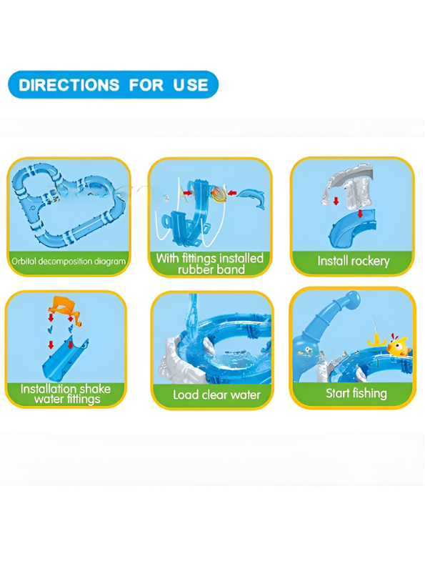 Ocean Track Park Water Table Toy for Kids – 69-Piece Interactive Waterway Set with Floating Sea Creatures, Fishing Net, and Bridge – Summer Outdoor & Indoor Sensory Play for Toddlers 3+ TV1655