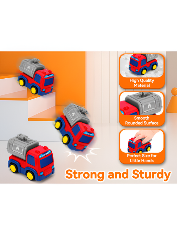 4-in-1 Fire Truck Toy Set for Toddlers - Interactive Rescue Vehicles with Rotating Ladder, Lift Basket & Water Tank - Educational Construction Play for Boys & Girls Ages 3+ TV4391