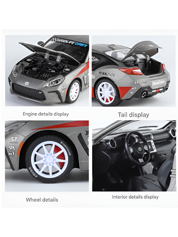 Toyota GR86 Drift Racing Alloy Model Car - 1:24 Scale Metal Diecast with Lights & Sound - Perfect Gift for Car Lovers and Collectors TV6078