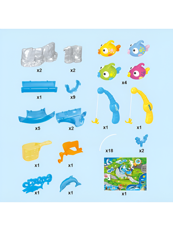 Ocean Track Park Water Playset for Toddlers – 93 Pcs DIY Construction Track with Marine Animals  "Enjoy Summer" Outdoor and Indoor Water Toy Set for Kids TV1656
