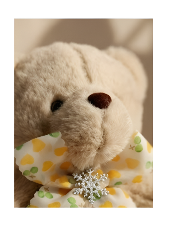 Teddy Bear Stuffed Animal - Soft Brown 8 Inch Cute Plush Toy with Heart-Patterned Ribbon & Pinecone Detailing, Perfect Winter & Holiday Gift ST16464