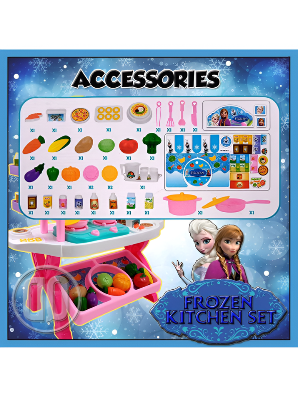 Kids Play Kitchen Set with 55 Accessories - Toddler Cooking Toy Market Stall - Includes Pots, Pans, Play Food, and Storage Bin - Interactive Role Play Gift for Girls and Boys Ages 3+ TV2219