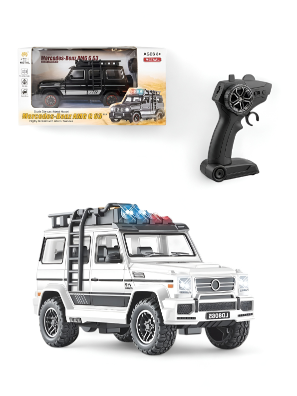 Mercedes-Benz AMG G63 Scale Die-Cast Metal Remote Control Car – 1:24 Scale RC SUV with Realistic Lights & Sound, Opening Doors, Off-Road Adventure Toy Vehicle for Boys & Collectors (White) TV6841