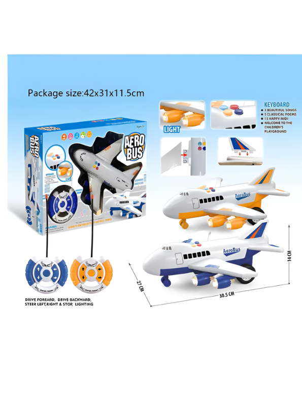 Large RC AeroBus Airliner Toy - My First Remote Control Airplane for Toddlers - Interactive Musical Aviation Set with LED Lights - Creative Birthday Gift for Aspiring Pilots and Kids TV1821
