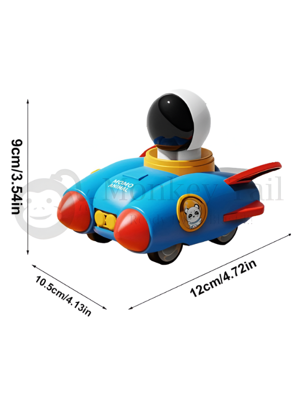 4-Pack Astronaut Spaceship Pull Back Toy Cars – Friction Powered Rocket Ships for Toddlers – Space Explorer Vehicle Playset with Panda & Animal Pilot Graphics – Early Learning Preschool Toys for Boys & Girls TV1180