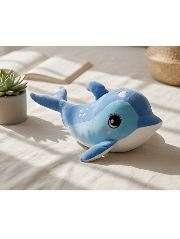 Adorable Blue Dolphin Stuffed Animal 7 Inch Soft Ocean Life Plushie with Embroidered Constellation Stars & Heart Cute Gift and Room Decor for Kids and Toddlers ST14866