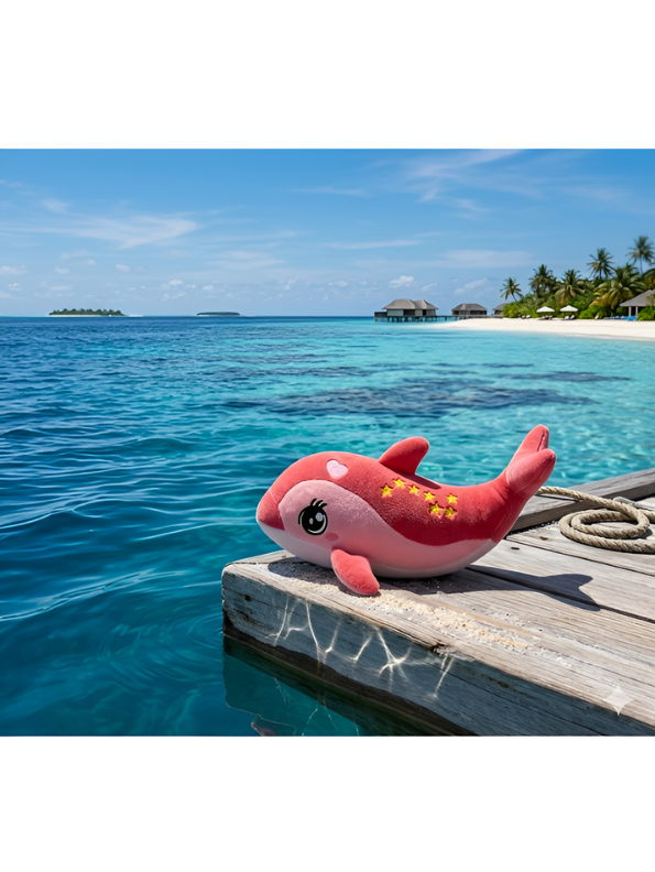 Adorable Pink Dolphin Stuffed Animal 7 Inch Soft Ocean Life Plushie with Embroidered Constellation Stars & Heart Cute Gift and Room Decor for Kids and Toddlers ST14866