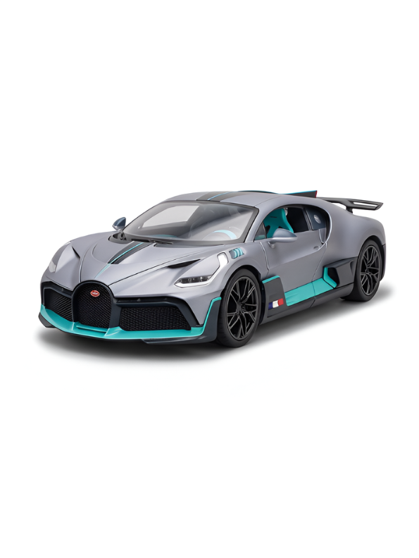 Sports Racing Car Model Toy 1:12 Scale - Premium Matte Grey & Cyan Hypercar with Openable Doors, Realistic Die-Cast Style Interior, Collectible Toy Car for Kids & Adults NX16722