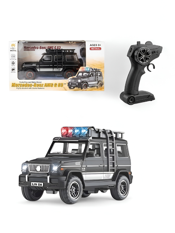 Mercedes-Benz AMG G63 Scale Die-Cast Metal Remote Control Car – 1:24 Scale RC SUV with Realistic Lights & Sound, Opening Doors, Off-Road Adventure Toy Vehicle for Boys & Collectors (Black) TV6841