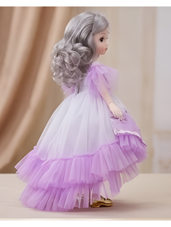 Beautiful Lavender Fairy Princess Fashion Doll Set with Articulated Joints, Luxury Embroidered Dress, Floral Tiara, and Handbag – Elegant Toy Gift for Girls LMI10447