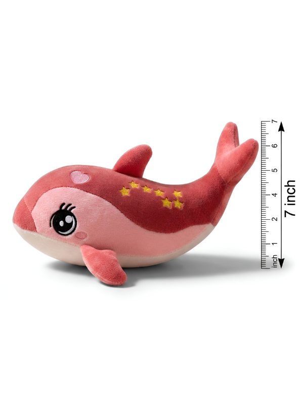 Adorable Pink Dolphin Stuffed Animal 7 Inch Soft Ocean Life Plushie with Embroidered Constellation Stars & Heart Cute Gift and Room Decor for Kids and Toddlers ST14866