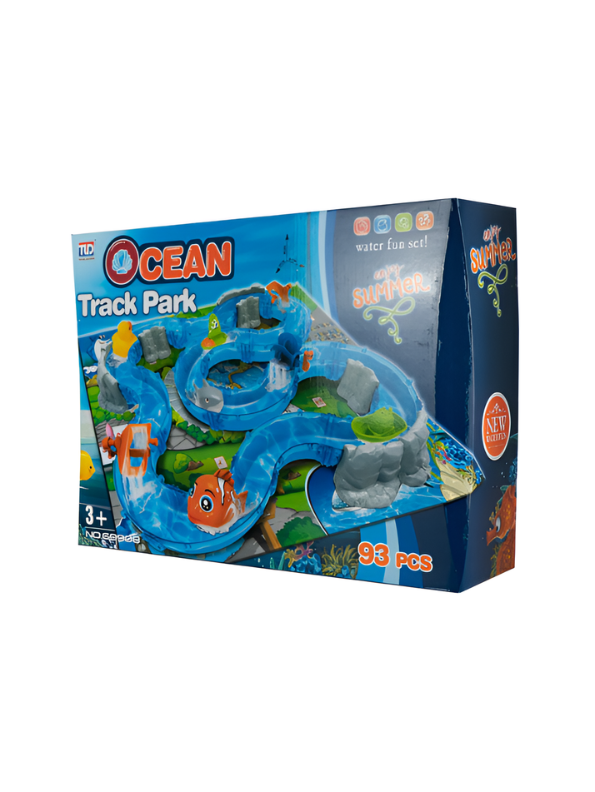 Ocean Track Park Water Playset for Toddlers – 93 Pcs DIY Construction Track with Marine Animals  "Enjoy Summer" Outdoor and Indoor Water Toy Set for Kids TV1656