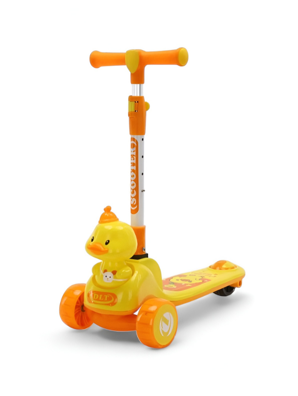 Lovely Duck Yellow 3-Wheel Kick Scooter for Boys and Girls – Lightweight Toddler Scooter with Safety Rear Brake and Widened Pedal – Perfect Activity Toy Gift TV4394