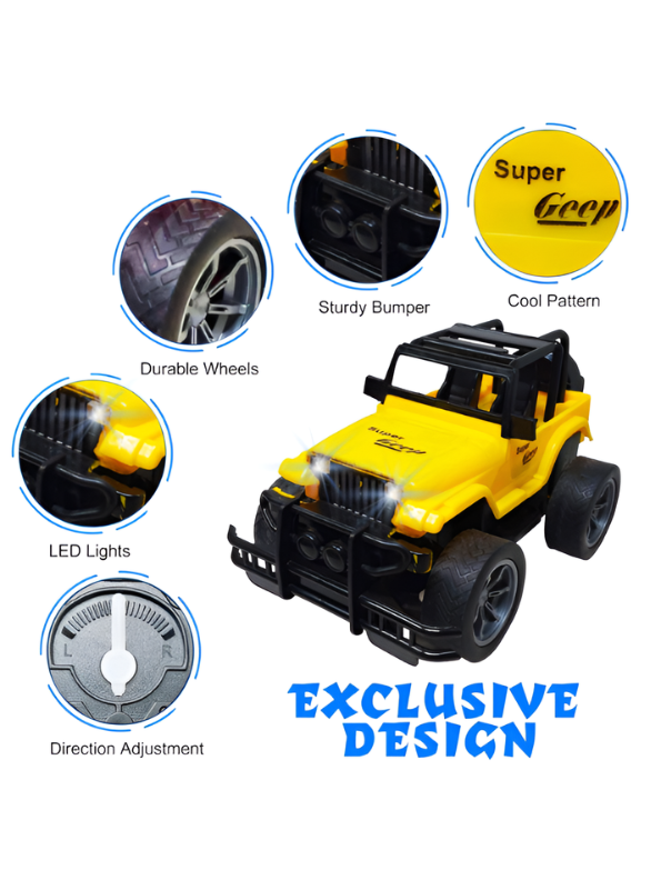 Yellow Remote Control Off-Road Jeep for Kids with Steering Wheel Controller, 1:16 Scale Electric Monster Truck, Rechargeable Battery Powered RC Toy Car, All-Terrain Hobby Vehicle for Boys & Girls TV6850