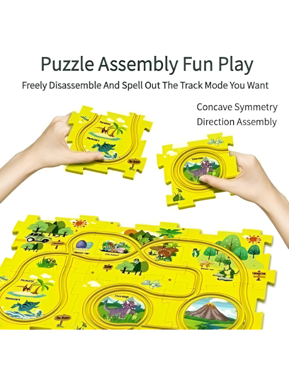 Montessori-Inspired Puzzle Railcar Play Set - Customizable Track Layouts with Automatic Toy Vehicles - Creative Brain Teaser Maze Game - Early Learning Construction Toy for Preschoolers TV216