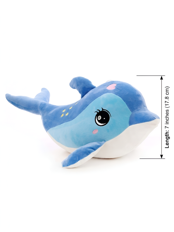 Adorable Blue Dolphin Stuffed Animal 7 Inch Soft Ocean Life Plushie with Embroidered Constellation Stars & Heart Cute Gift and Room Decor for Kids and Toddlers ST14866