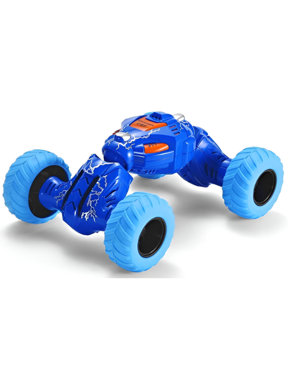 High-Speed RC Stunt Car for Kids - 360° Rotating Double-Sided Flip Off-Road Vehicle, 2.4GHz Remote Control Crawler Toy with All-Terrain Tires, Blue & Light Blue TV2053