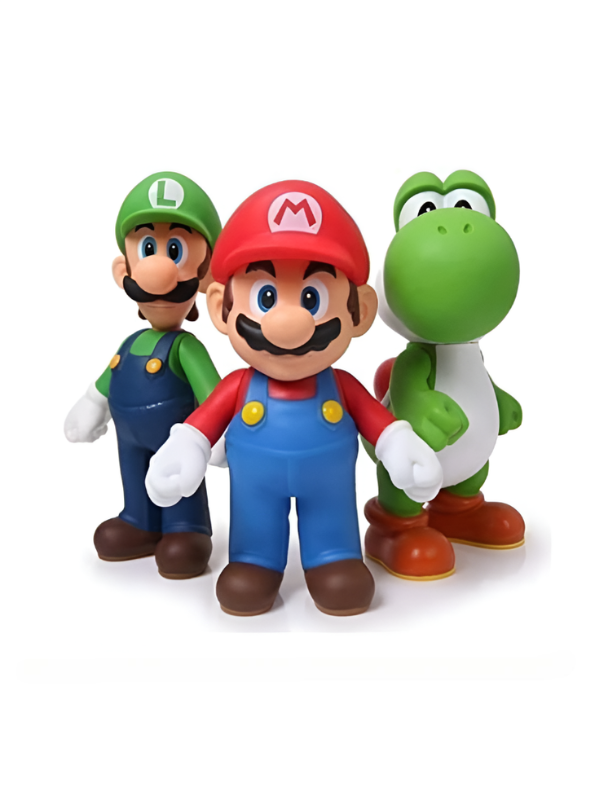 Super Mario Action Figure 3-Pack - Includes Fire Mario, Yoshi, and Classic Mario Toys - 4" Collectible Figures TV1183