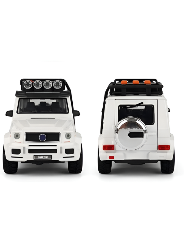 Premium Metallic White G-Class SUV Diecast Model Car | Luxury Off-Road Toy Truck with Pull-Back Action, Interactive Lights & Sounds – Perfect Gift for Collectors NX15364